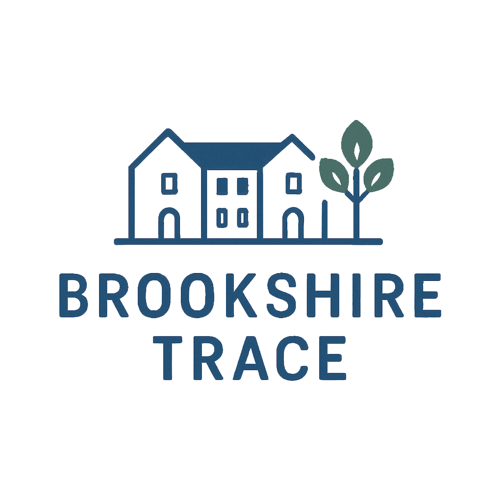 A logo with a house and a tree and the words Brookshire Trace.